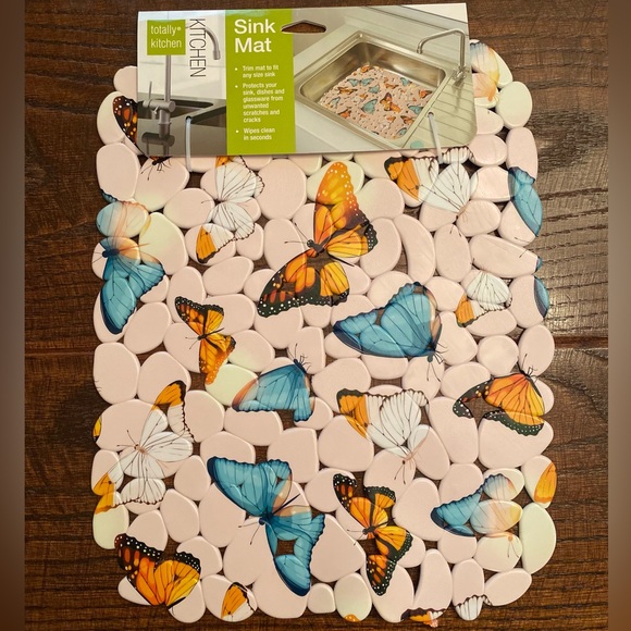 Butterfly Sink Mat, Butterfly Protective Pebble Decorative Sink Mat, Butterflies - Picture 4 of 14